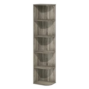 Furinno Pasir 5-Tier Corner Open Shelf Bookcase, French Oak